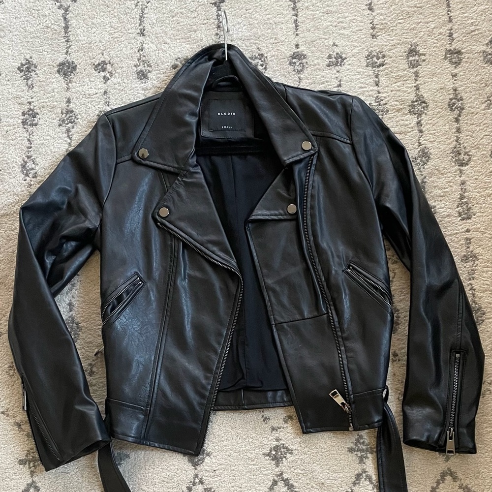 Elodie classic black leather jacket